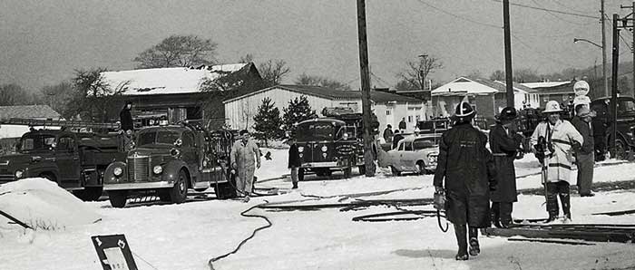 West Mead Community Building, burned Feb 17, 1964