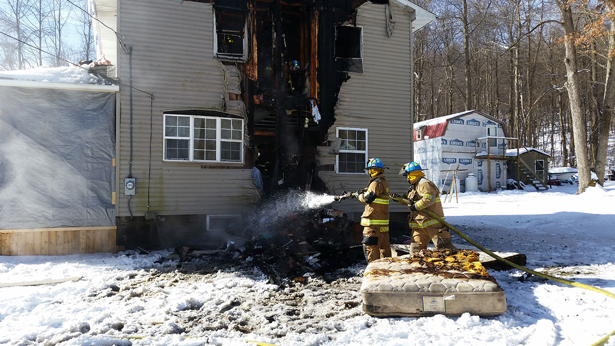 Mike Chornack Mike Rayburn soak contents - House Fire on Snake Road, Assist to Cochranton