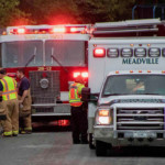 West Mead 1 and 2 responded with Meadville Ambulance to a basement fire in West Mead Township (photo courtesy of Matt Miller, used by permission)