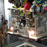 Firefighters from West Mead 1 and 2 practice a rescue using 29's aerial