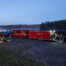 Engine 28-13 and Crawford County Scuba Team's dive truck and trailer during an animal rescue effort on Tamarack Lake