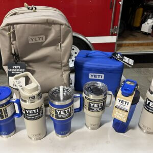 blue and tan yeti pakcage